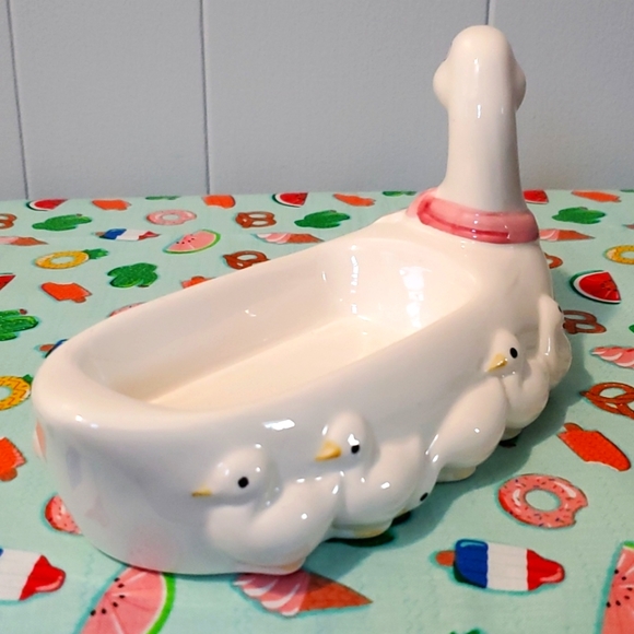Soap Dish Goose & Goslings Jewelry Trinket Bathroom Home Duck Ceramic CUTE Decor - Picture 7 of 15